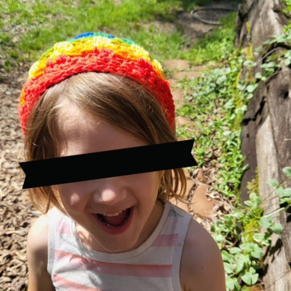 Small Crochet PRIDE Rainbow Bandana - Picture 2 of 3